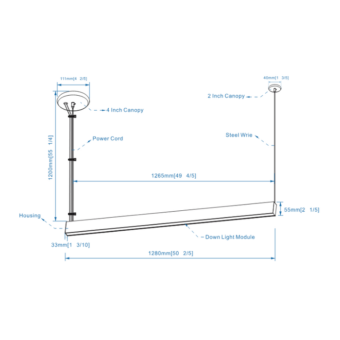 VONN VSL4D10035K 4-ft Slim LED Direct Downlight Suspended/Surface Mount Linear Light