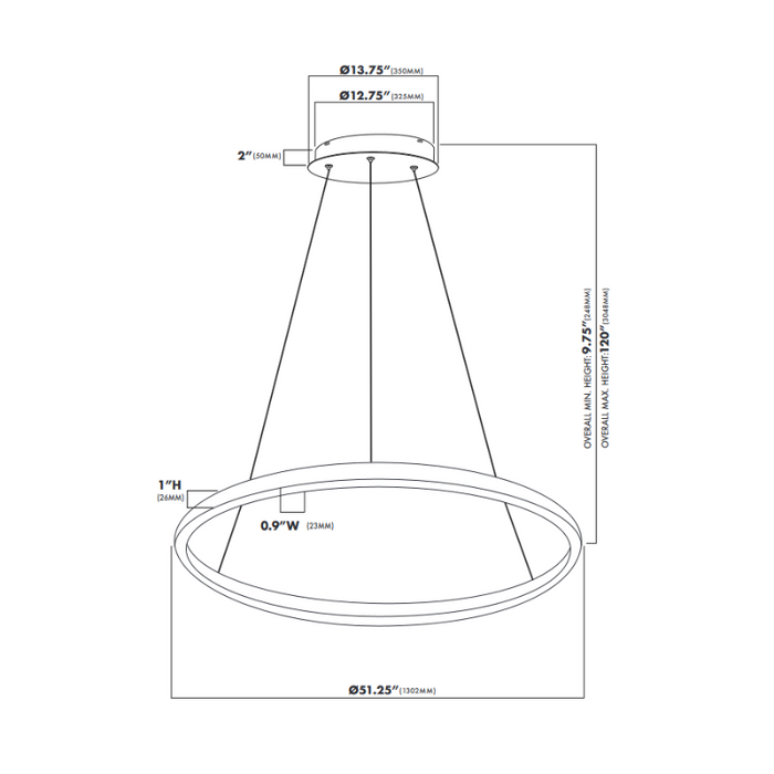 VONN VMC34912 Tania 1-lt 51" LED Chandelier