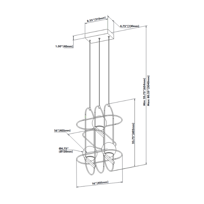 VONN VAC3273 Artisan Lyra 3-lt 16" Integrated LED Chandelier