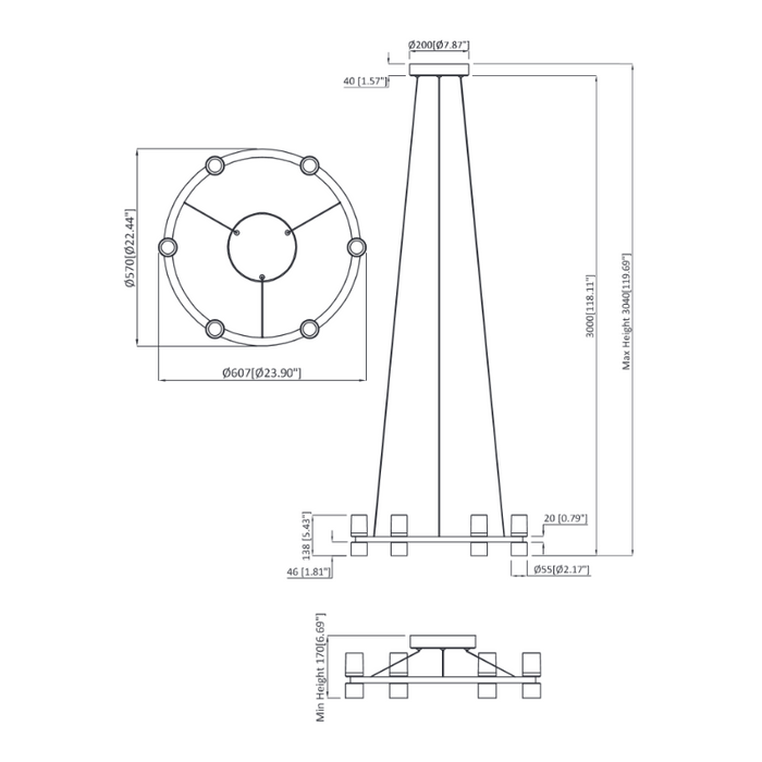 VONN VMC34224 Artisan Ellegi 6-lt 24" LED Chandelier