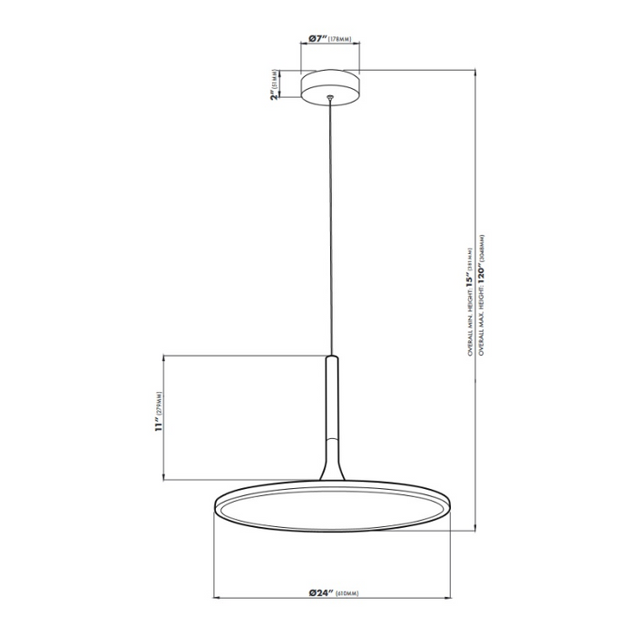 VONN VMC31820 Salm 1-lt 24" LED Chandelier