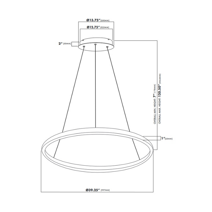 VONN VMC34911 Tania 1-lt 39" LED Chandelier