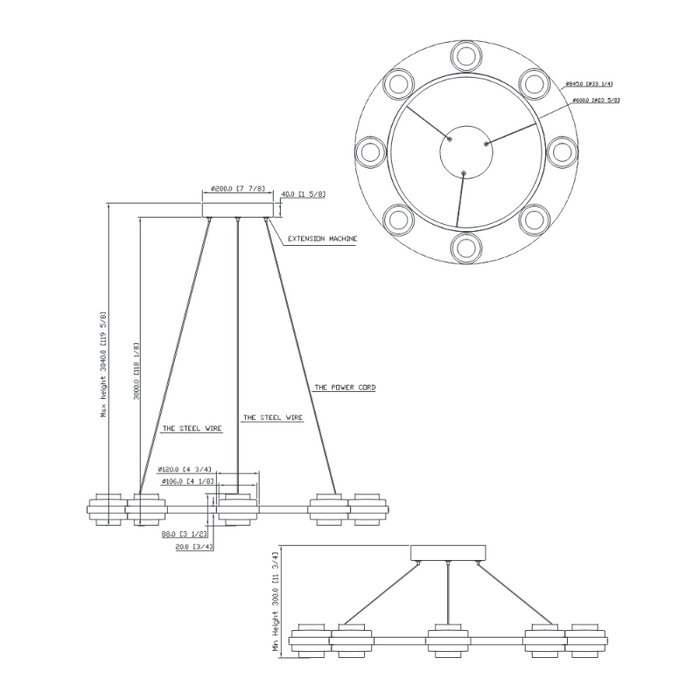 VONN VAC3338 Artisan Milano 8-lt 33" Integrated LED Chandelier