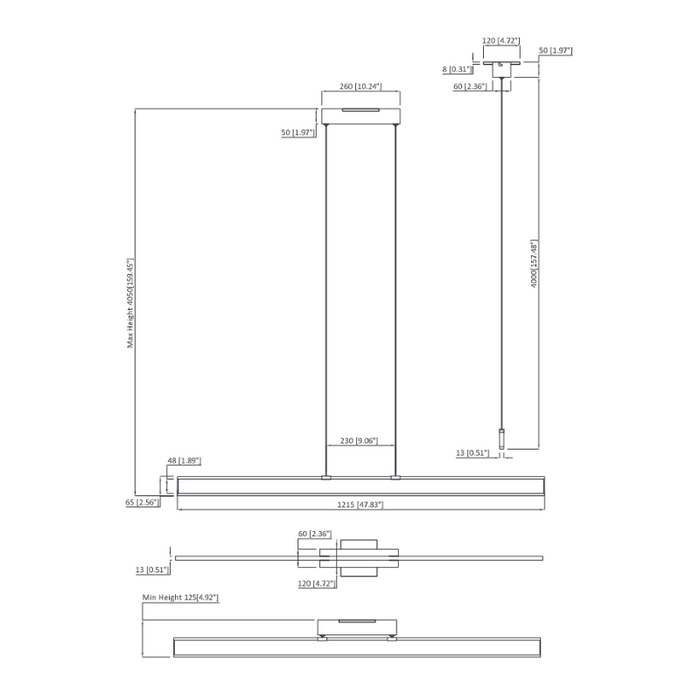 VONN VMC36904 Wezen 2-lt 48" LED Linear Chandelier