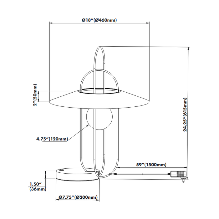 VONN VAT6271 Artisan Lyra 1-lt 24" Tall Integrated LED Table Lamp