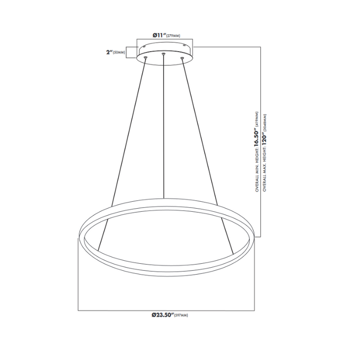 VONN VMC31640 Tania 1-lt 24" LED Chandelier