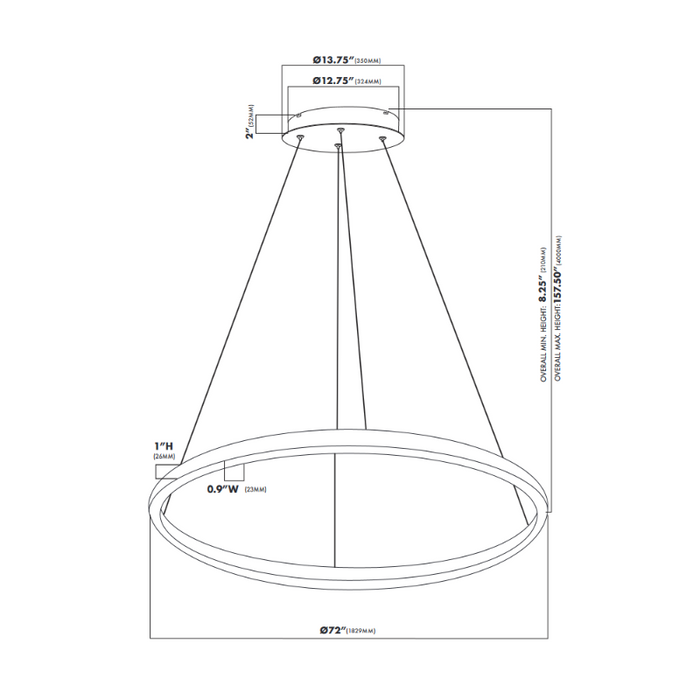 VONN VMC34972 Tania 1-lt 72" LED Chandelier