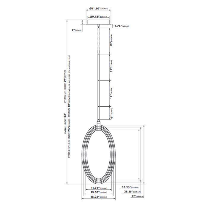 VONN VRP29013 Radium 3-lt 15" Integrated LED Pendant