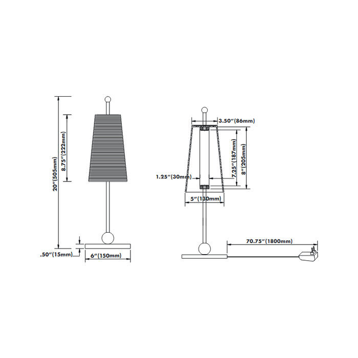 VONN VAT6101 Artisan Toscana 1-lt 20" Tall Integrated LED Table Lamp