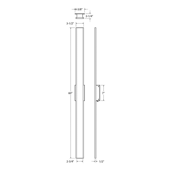 Dals SWS60-CC Gemini 60" Tall LED Outdoor Wall Sconce, 5CCT Selectable