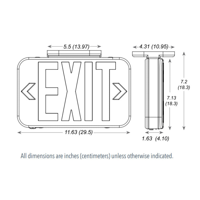 Lithonia Contractor Select EXR LED Exit Sign with Battery Back-up - Red Letters