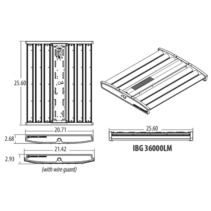 Lithonia IBG 218W LED High Bay, 36000lm, 4000K, 0-10V Dimming 25.6"L 20.71'W 2.68'H, 347-480V