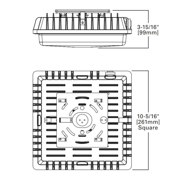 Lumark CLCSLED 56W LED Low Profile Canopy Light Surface Mount 120-277V, 70CRI, 4000K  with Button Photocontrol